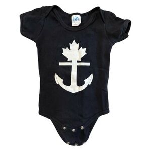 ILLBURY + GOOSE Black Classic Anchor Printed Graphic Onesie (3-6M)